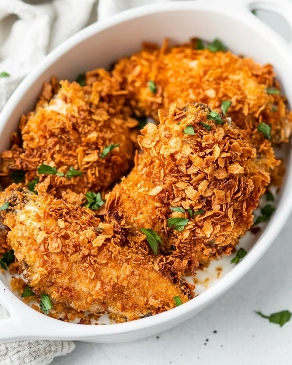 Hot Honey Bangin Crunchy Cornflake Baked Chicken