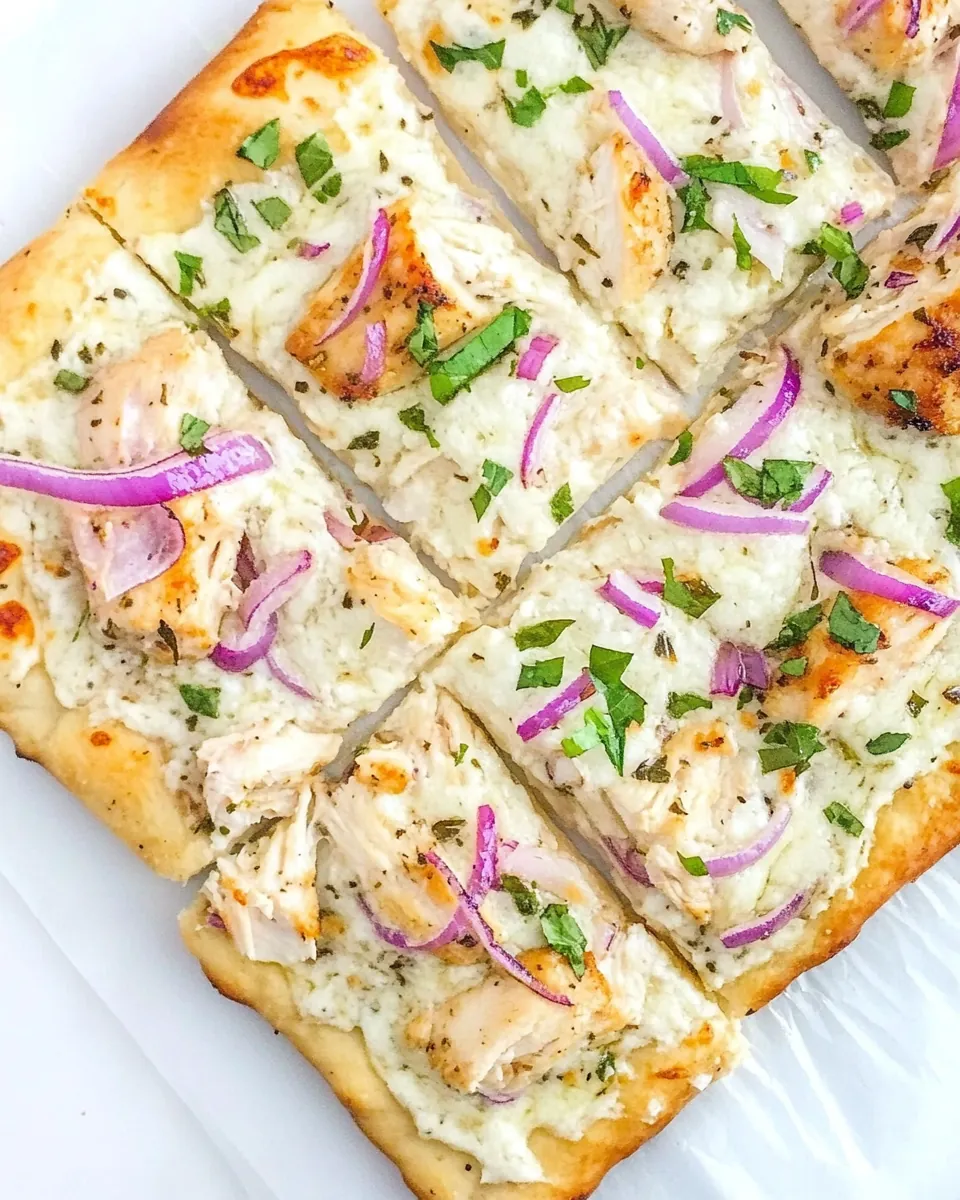 Roasted Garlic Chicken White Sauce Pizza