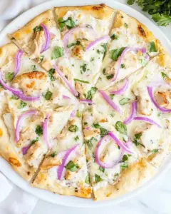 Roasted Garlic Chicken White Sauce Pizza