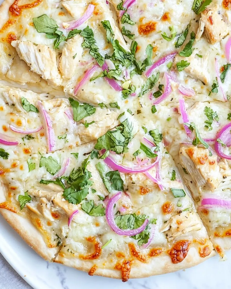 Roasted Garlic Chicken White Sauce Pizza