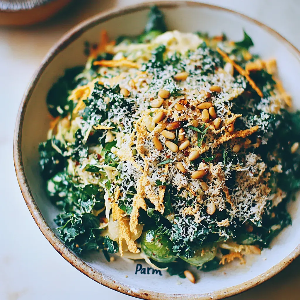 Kale Brussels Sprout Caesar Slaw