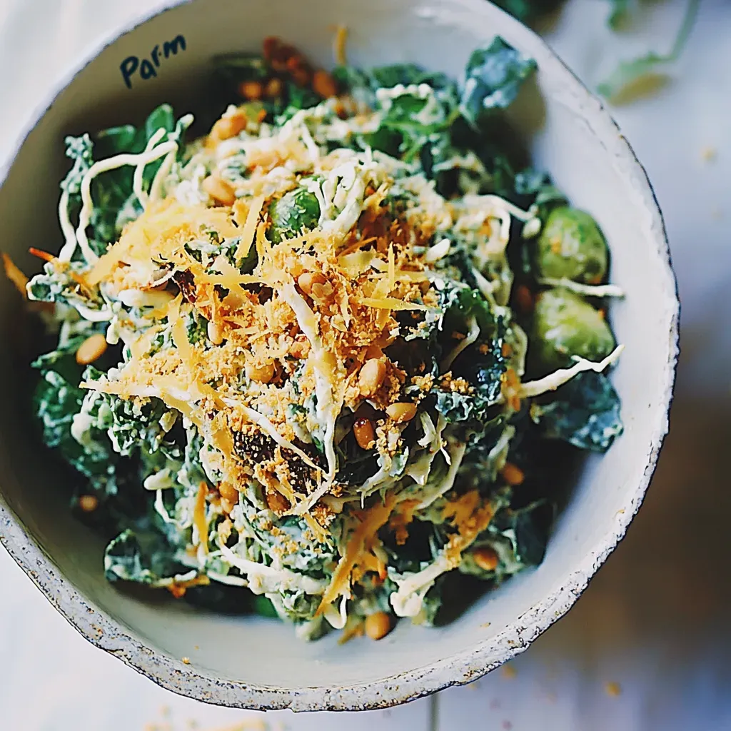 Kale Brussels Sprout Caesar Slaw
