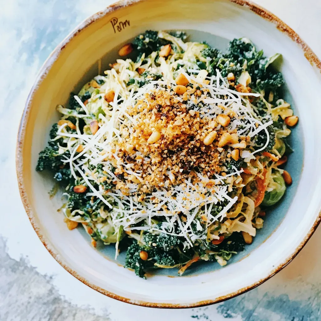 Kale Brussels Sprout Caesar Slaw