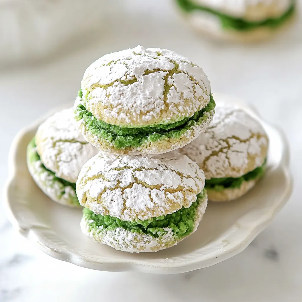 Lime Mint Crinkle Sandwich Cookies