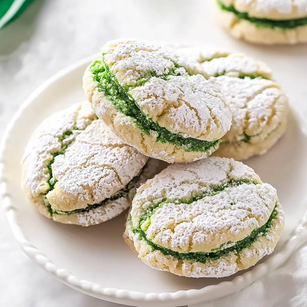Lime Mint Crinkle Sandwich Cookies