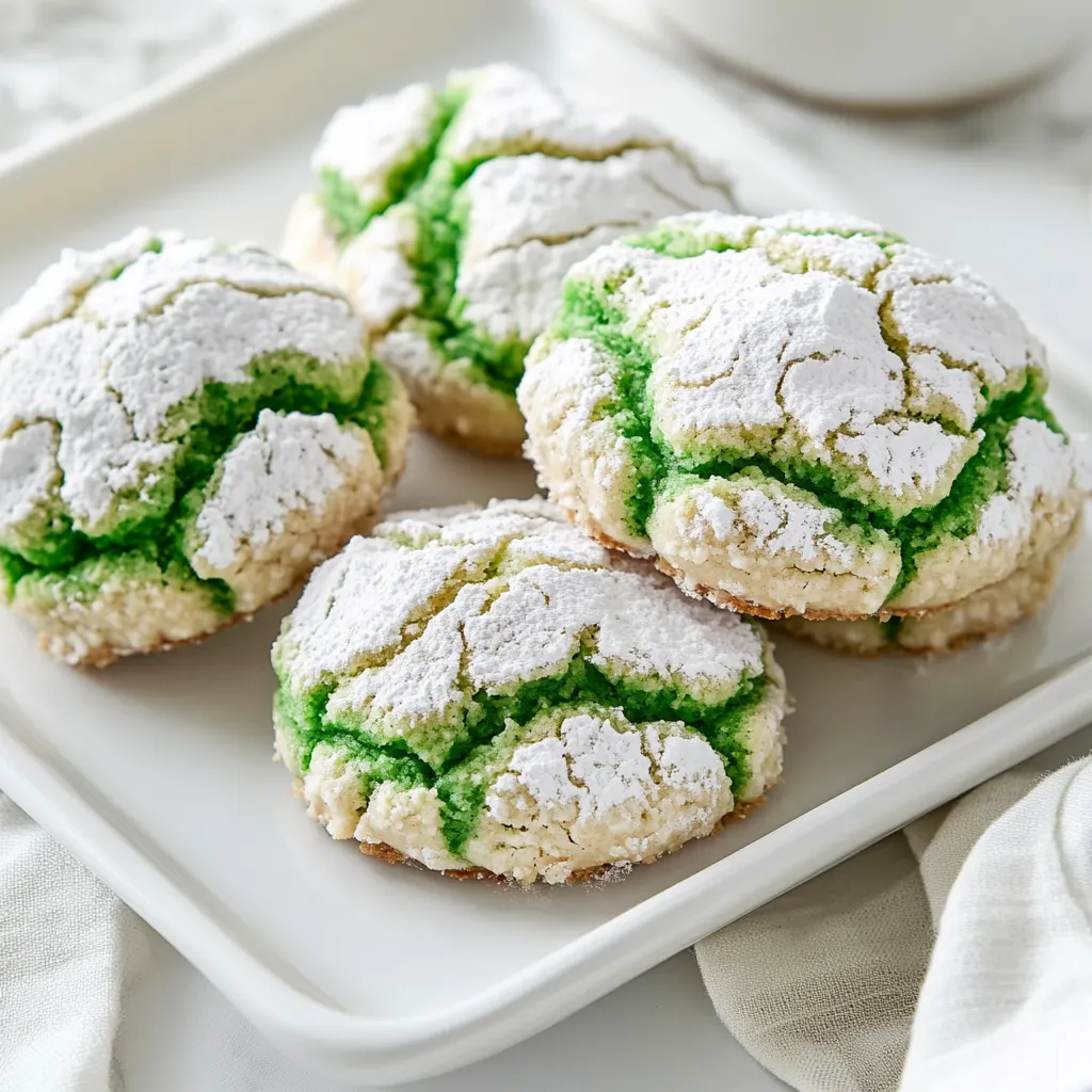 Lime Mint Crinkle Sandwich Cookies