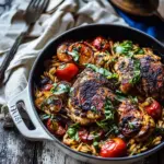 One Pot Greek Oregano Chicken and Orzo with Tomatoes