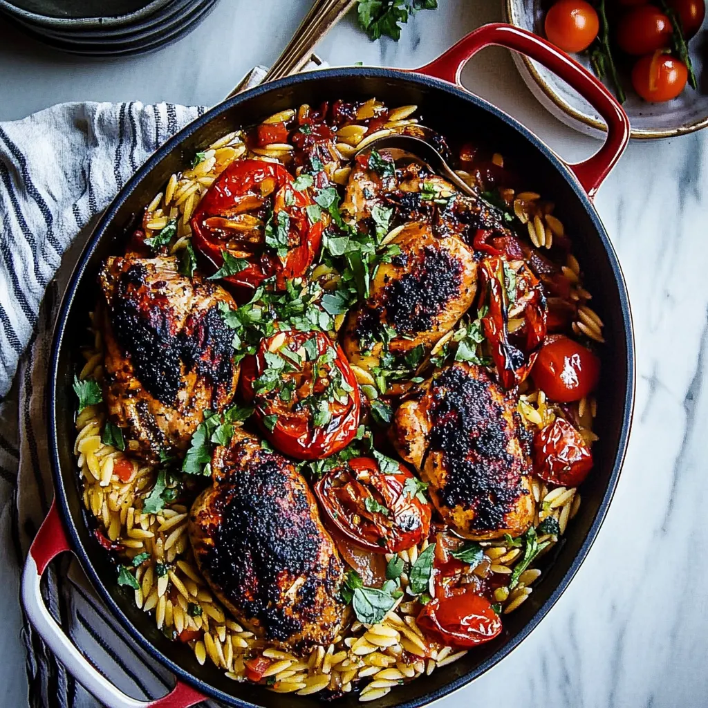 One Pot Greek Oregano Chicken and Orzo with Tomatoes