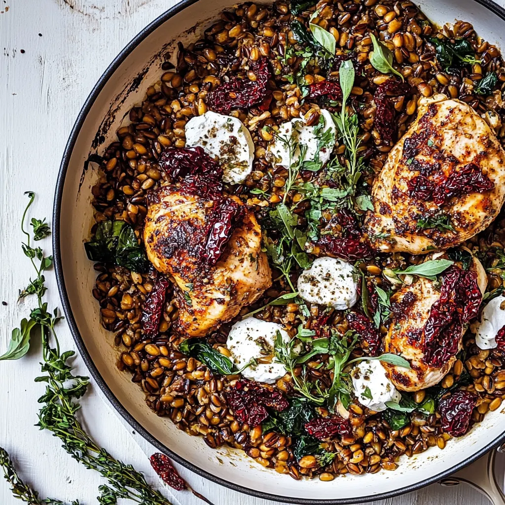 One Skillet Greek Sun-Dried Tomato Chicken and Farro