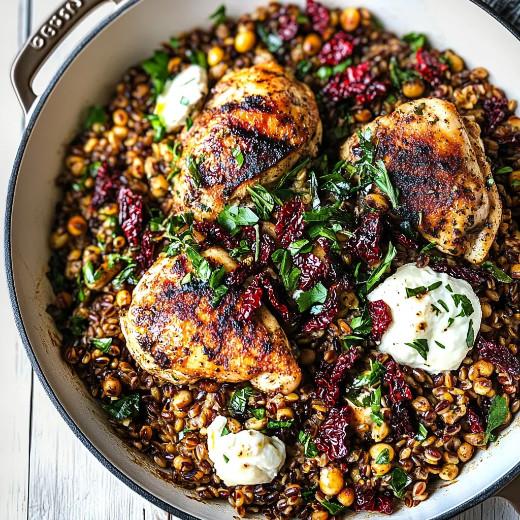 One Skillet Greek Sun-Dried Tomato Chicken and Farro