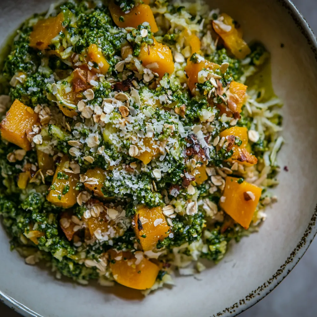 Pesto Butternut Squash with Oats