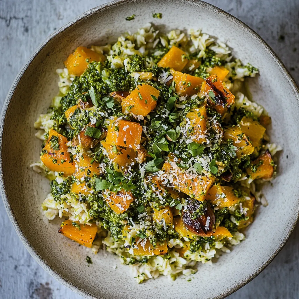 Pesto Butternut Squash with Oats