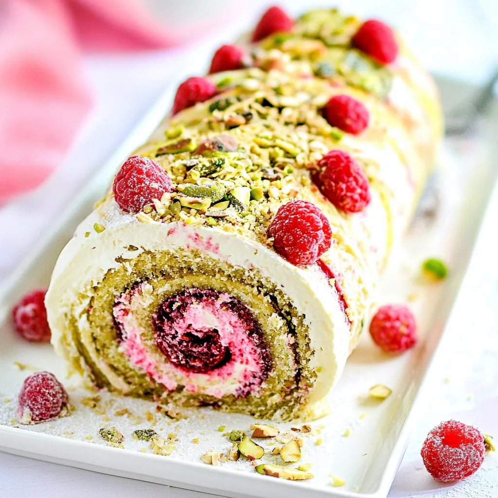 Pistachio Raspberry Swiss Roll