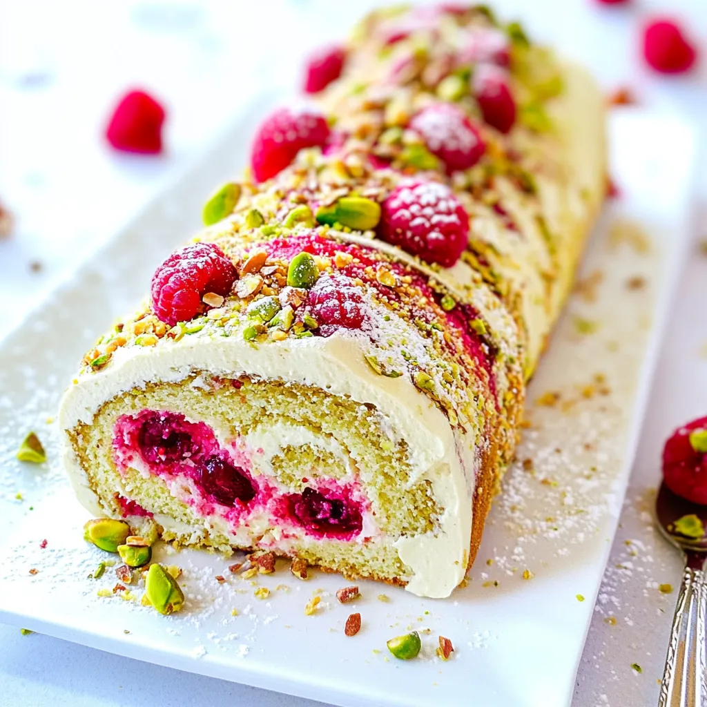 Pistachio Raspberry Swiss Roll