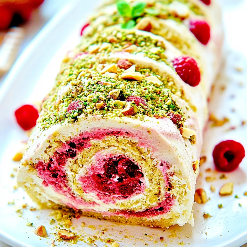 Pistachio Raspberry Swiss Roll