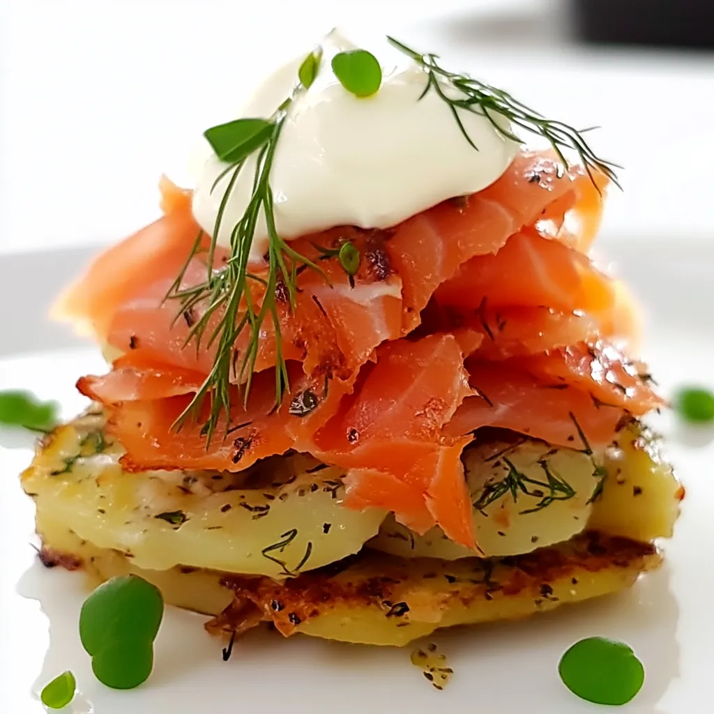 Potato Rösti with Smoked Salmon Dill Crème Fraiche