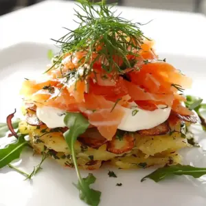 Potato Rösti with Smoked Salmon Dill Crème Fraiche