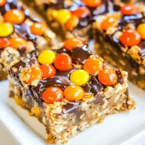 Reese’s Pieces Peanut Butter Oatmeal Bars