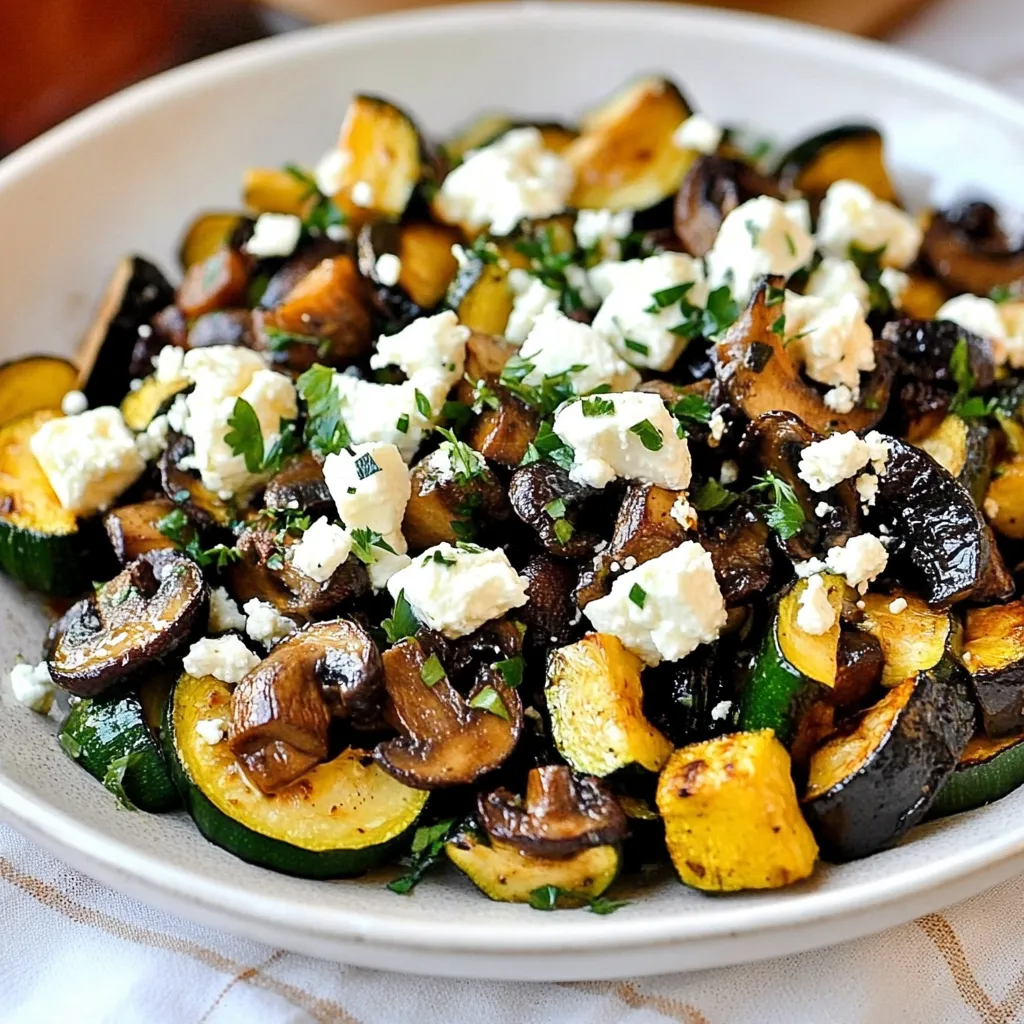 Roasted Zucchini and Mushrooms with Feta