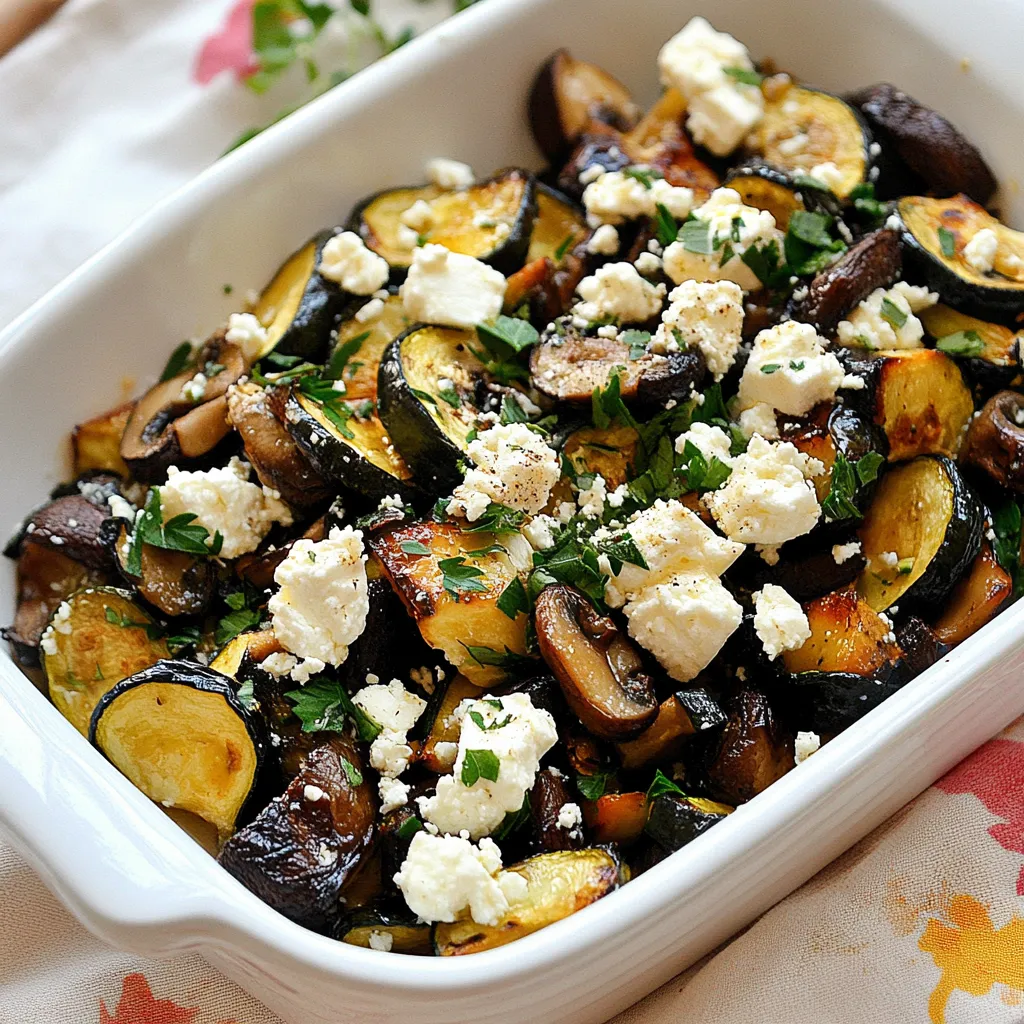 Roasted Zucchini and Mushrooms with Feta