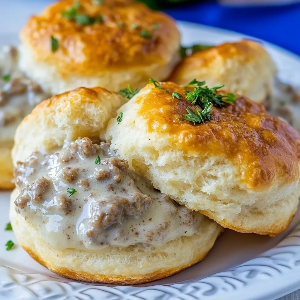 Sausage Gravy Stuffed Biscuits