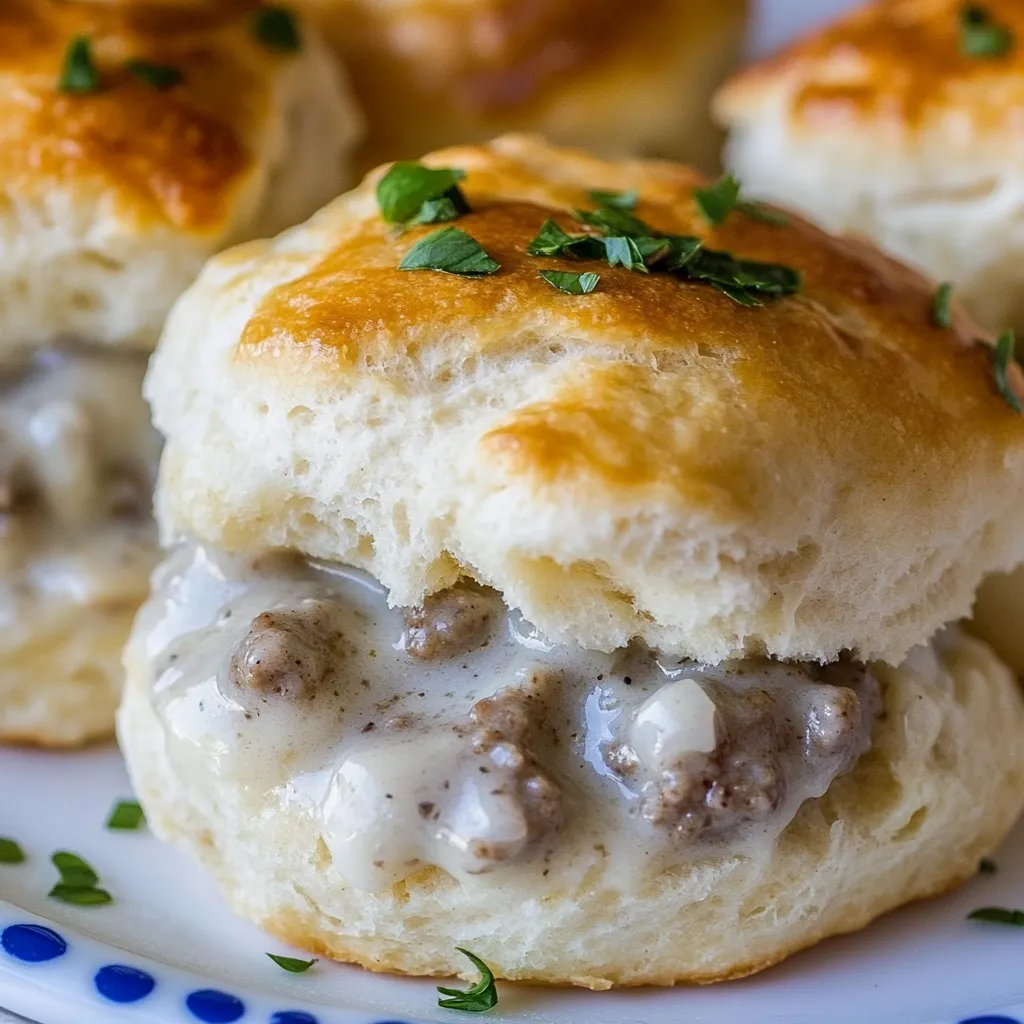 Sausage Gravy Stuffed Biscuits
