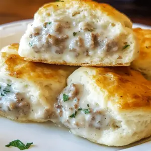 Sausage Gravy Stuffed Biscuits