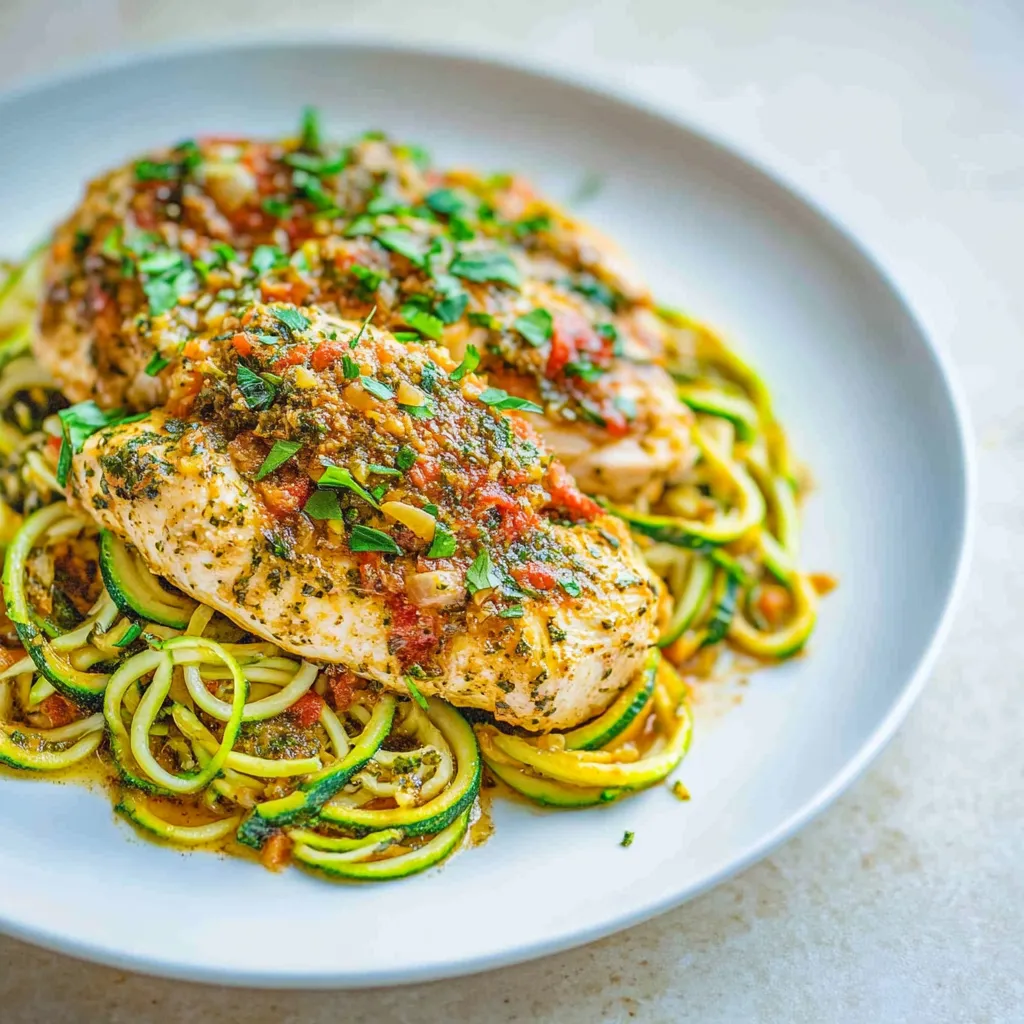 Slow Cooker Italian Chicken with Zucchini Noodles