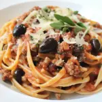 Spaghetti with Italian Sausage and Olives
