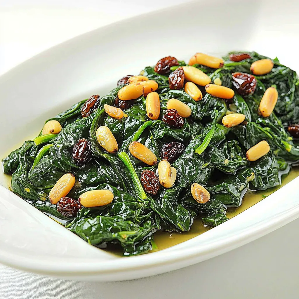 Spinach Sauté with Pine Nuts and Golden Raisins