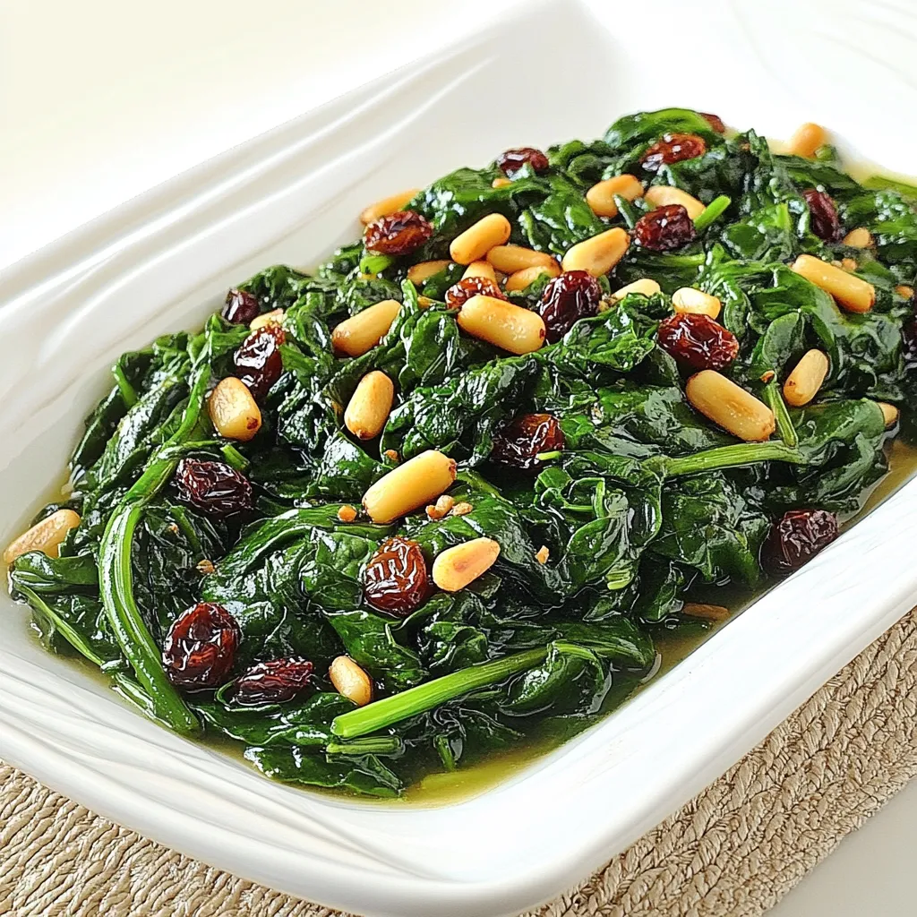 Spinach Sauté with Pine Nuts and Golden Raisins