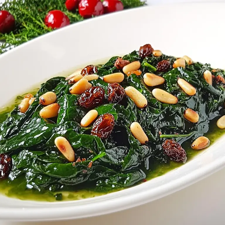 Spinach Sauté with Pine Nuts and Golden Raisins